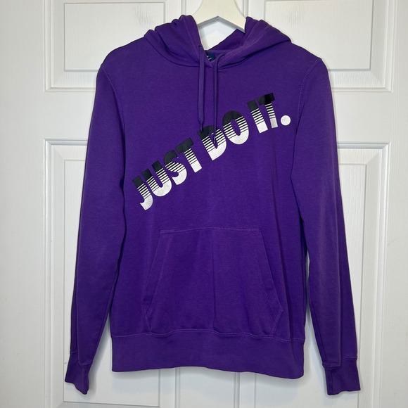 Nike Just Do It Hoodie Purple Pullover Sweatshirt Athleisure Casual Women's M - Picture 1 of 6
